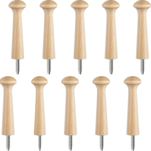 Vista 13 de 10 piezas de clavijas de madera para coctelera con tornillos de 3.62 pulgadas de largo, estantes de madera sin acabar para colgar ropa, sombreros
