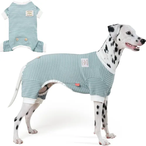 Vista 29 de KYEESE Pijama a rayas para perros pequeños, mameluco elástico para uso 01# Rayas verdes