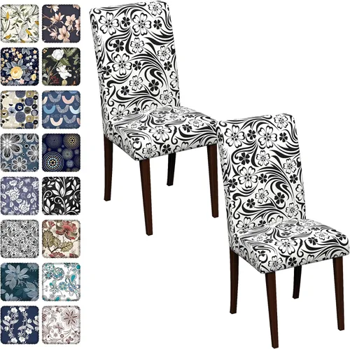 Vista 91 de Fundas para sillas de comedor CoSofSLIP, juego de 2, fundas estampadas elásticas antideslizantes, fundas extraíbles y lavables para sillas
