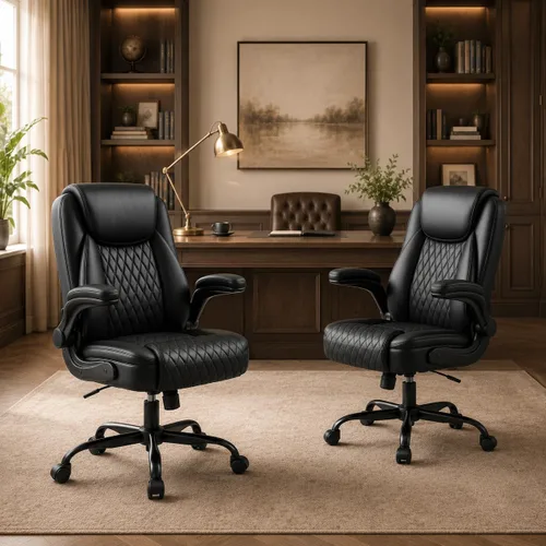 Vista 2 de GTPLAYER Black Office Desk Chair with 90° Flip-up Arm, 2 Pack