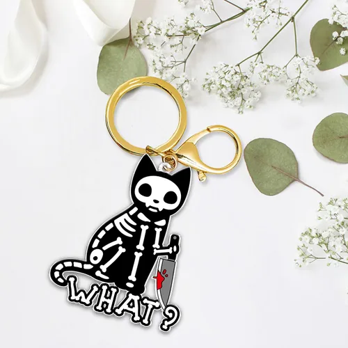 Vista 3 de DongNaiWin Divertidos y lindos llaveros de metal con diseño de gato para hombres y mujeres, divertido dije de bolso para mujer