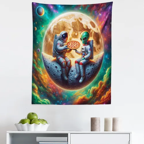 Vista 190 de Ambesonne Tapiz Trippy, vista panorámica de la cascada con bosques de ensueño y mandala oriental psicodélico, decoración de tela para colgar