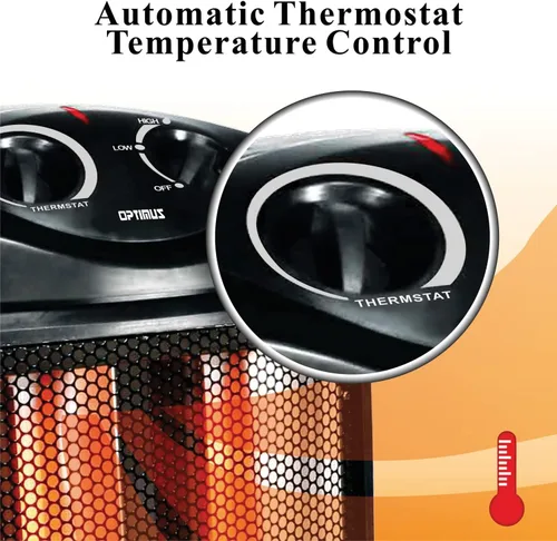 Vista 2 de Optimus H-5235 Ventilador Forzado Torre Calentador de Cuarzo con Termostato