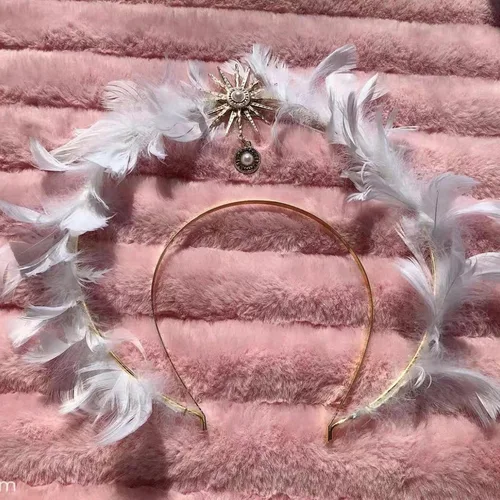 Vista 3 de hypericin Alas de disfraz de ángel, banda para el cabello, disfraz de ala de ángel, traje de fiesta, accesorios de alas de cosplay con plumas