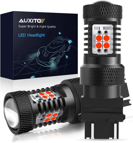 Vista 23 de Auxito Focos LED 3157 mejorados, rojo, 500% más brillantes, 3056, 3156, 3057, 4157, chip 102-SMD, proyector para luces de freno, freno trasero, Rojo