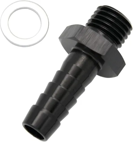 Vista 24 de Aluminio -4 AN ORB macho a 1/4 "(6.35mm) Barb Push On Manguera Adaptador Negro