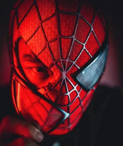 Vista 4 de Máscara de cosplay de Spider Hero con lentes extraíbles, tela elástica
