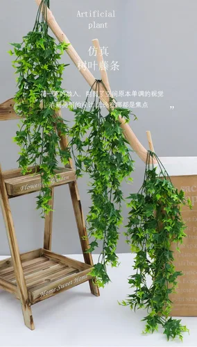 Vista 8 de Vid colgante artificial, juego de 2 plantas colgantes artificiales, plantas colgantes falsas para colgar en la pared, hojas de vid para decoración