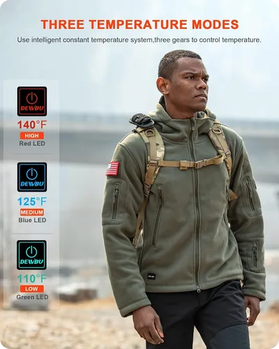 Vista 4 de DEWBU Heated Jacket Polar Fleece with 12V Battery Pack Soft Fleece Electric Heating Hoodie