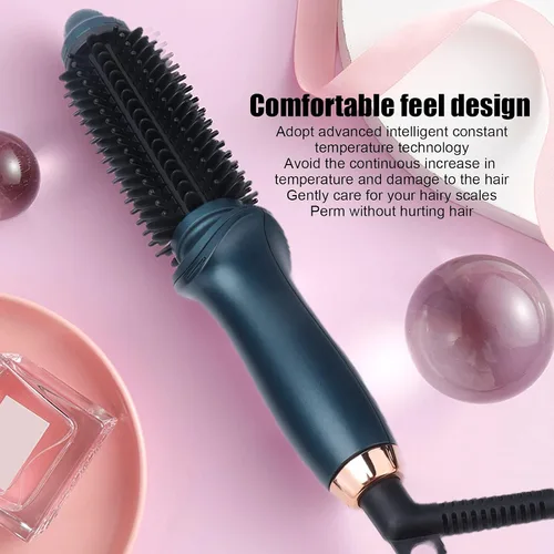 Vista 4 de Plancha rizadora, cepillo termostático inteligente para rizar cabello lacio y rizado, doble propósito para centro de belleza para el hogar
