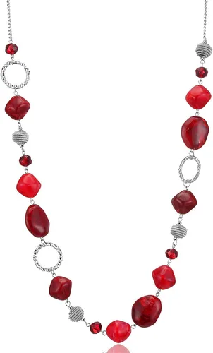 Vista 30 de BULINLIN Collar largo de cuentas para mujer, collar de cadena de suéter plateado con cuentas de resina de cristal, collar de joyería de moda