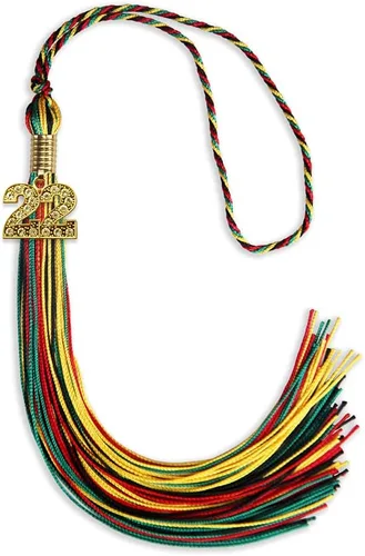 Vista 139 de Endea Graduation Borla de doble color con dije dorado (negro/oro brillante, 2022)