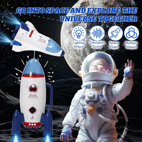 Vista 6 de Jomifin Transbordador espacial de juguete con luces y sonido, juego