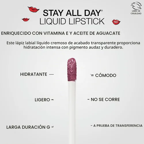 Vista 4 de stila Stay All Day Liquid Lipstick, Long-Lasting Matte Color No Transfer or Bleed, Full-Color Matte Finish, Hydrating & Lightweight w/ Vitamin E &