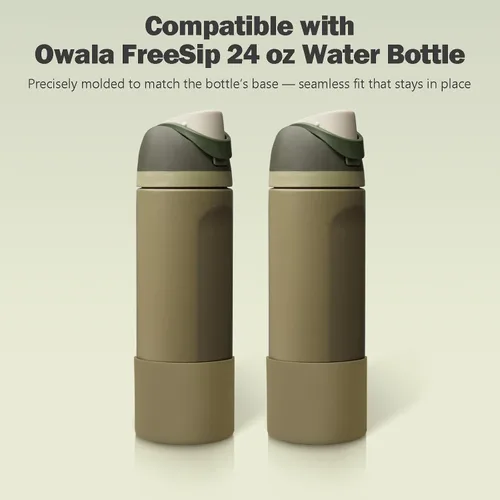 Vista 4 de 2 botas de silicona compatibles con Owala FreeSip de 24 onzas, funda protectora superior para botella de agua, reducción de ruido, cubierta inferior
