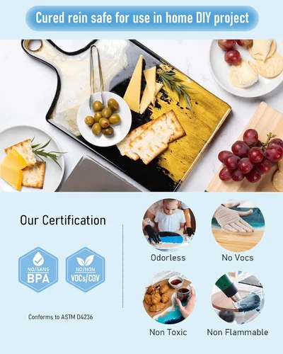 Vista 2 de Nicpro Kit de resina epoxi transparente de 1 galón, sin amarillamiento y sin burbujas, resina segura para alimentos para revestimiento y fundición