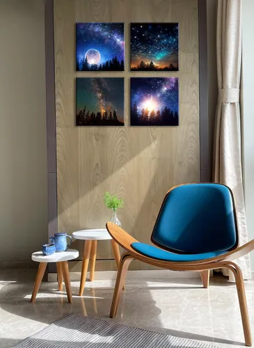 Vista 2 de DJSYLIFE Decoración de pared de galaxia para habitación de niños, lienzo de arte de pared, nebulosa colorida, pintura cósmica estrellada, póster