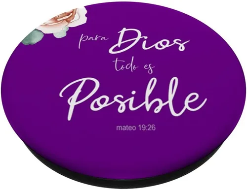 Vista 2 de PARA DIOS TODO ES POSIBLE Mateo 19 26 Biblia Cristiano PopSockets PopGrip: Agarre intercambiable para teléfonos y tabletas