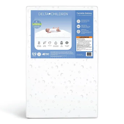 Vista 10 de Delta Children Twinkle Galaxy - Colchón para cuna y para niños pequeños de doble cara - Núcleo de fibra de origen sostenible premium - Impermeable