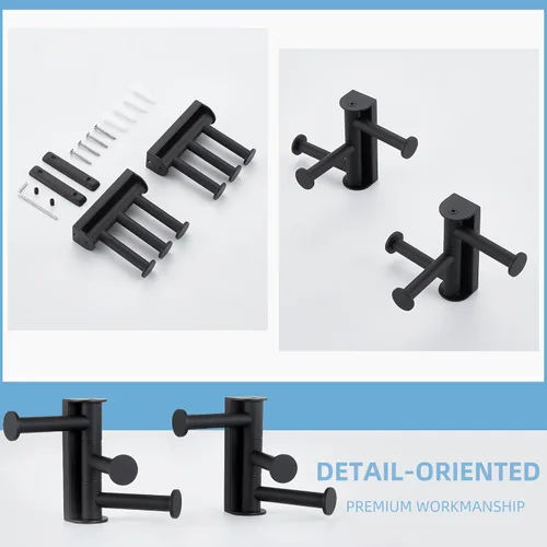 Vista 8 de Angle Simple Gancho giratorio para toallas mate negro, 2 paquetes, SUS 304 gancho de acero inoxidable para abrigos y batas para baño