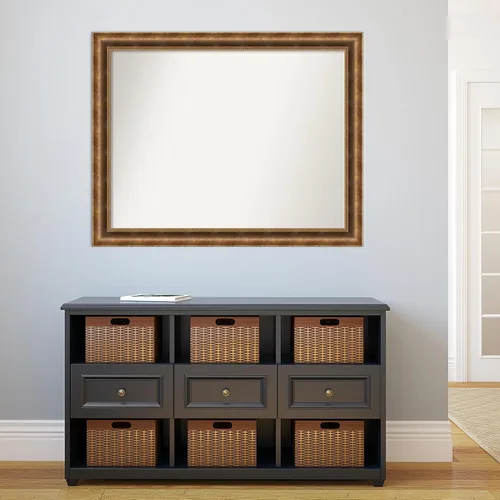 Vista 37 de Amanti Art Espejo de pared personalizado no biselado (25 x 25 pulgadas), marco de bronce acentuado, varios tamaños personalizados, espejo de baño
