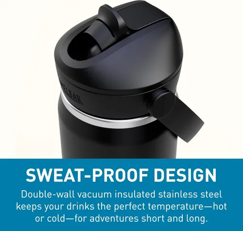 Vista 6 de CamelBak - Thrive - Botella de agua con tapa y pajilla, 20 onzas - Aislante de acero inoxidable, color negro