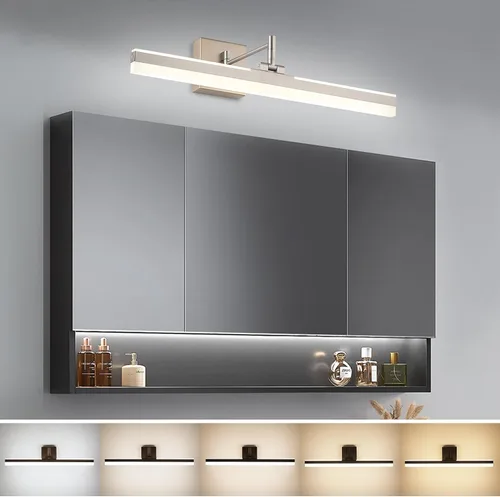 Vista 10 de Moderna lámpara de tocador negra ajustable LED para baño sobre espejo giratorio (negro, 23.6 pulgadas, 5CCT regulable)
