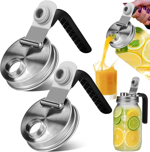 Vista 11 de Palksky Tapas para Beber de Frascos Mason, Accesorios de Tapa para Sorber de Frascos Mason de Boca Ancha de Acero Inoxidable, Tapa Abatible