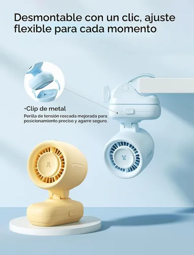 Vista 3 de JISULIFE Ventilador de clip 2026: pequeño y elegante con enfriamiento de 38 Azul