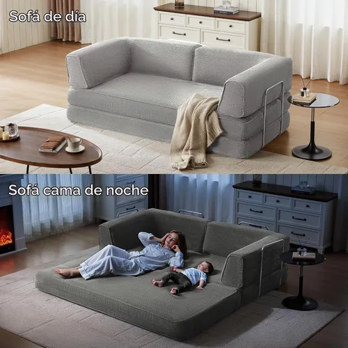 Vista 3 de LINSY HOME Sofá cama convertible de 79 pulgadas, sofá cama plegable de compresión, sofá cama plegable de pana para sala de estar y dormitorio, sofá