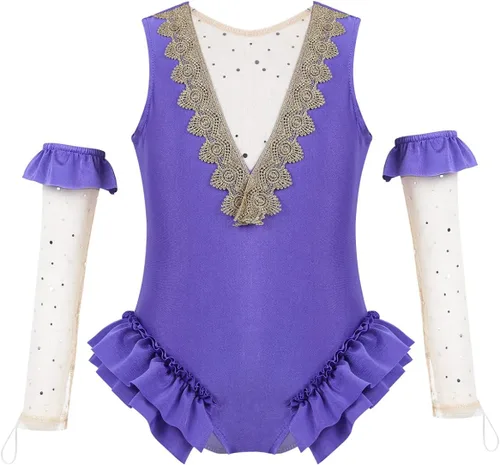 Vista 5 de YEAHDOR Disfraz de espectáculo de circo para niñas pequeñas, disfraz de una pieza, leotardo de baile, uniforme de Halloween, traje de Halloween