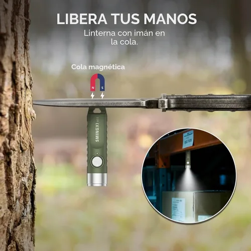 Vista 6 de Llavero recargable de 500 lúmenes, linterna EDC con base magnética, mini luz de bolsillo súper brillante con USB-C, IP66 pequeñas linternas ligeras