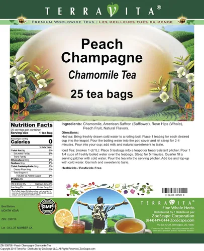 Vista 2 de Té de manzanilla y champán melocotón (25 bolsitas de té, ZIN: 538728)