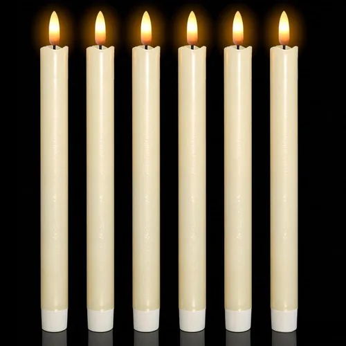 Vista 16 de Wondise Velas Cónicas Sin Llama con Control Remoto Temporizador, Candelabros Rojos Cerosos Reales a Batería Velas LED de Mecha 3D para Decoración