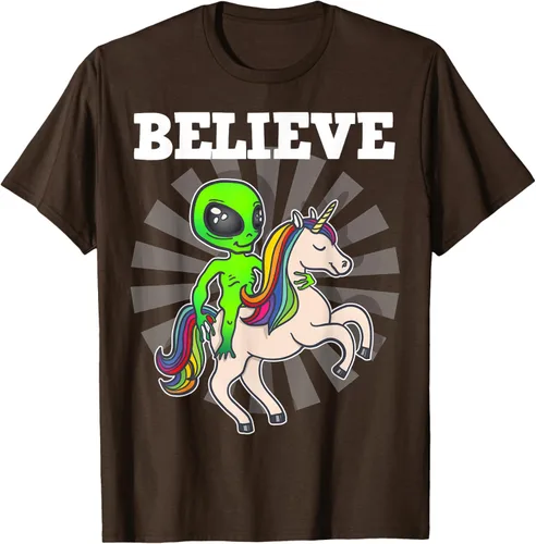 Vista 7 de Believe Space Alien Riding Unicorn - Camiseta de regalo divertida, Negro, S