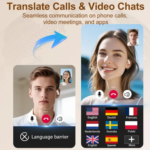 Vista 4 de Auriculares de traducción Ai en tiempo real, auriculares de Blanco