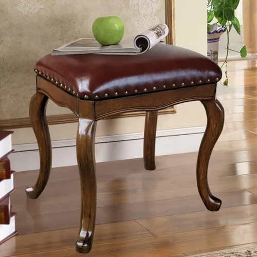 Vista 5 de Taburete de tocador Taburete de tocador Taburete de maquillaje de madera Banco de zapatos Banco de zapatos Taburete de cuero Taburete