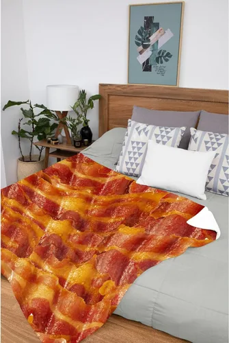 Vista 6 de Manta de Tiro de Tocino de Franela de Forro Polar Colcha de Aire Acondicionado Mejor Regalo Manta de Felpa Ligera y Acogedora para Sofá Silla