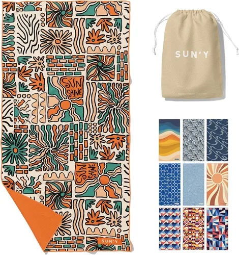 Vista 15 de SUN'Y Toalla de Playa de Microfibra Waffle – Sin Arena, Secado Rápido, Ultra Absorbente, Ligera y Compacta, Toalla de Viaje con Bolsa de Transporte