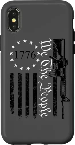Vista 5 de iPhone 16 We The People - Funda patriótica con la bandera de Estados Unidos AR15 Pro Guns