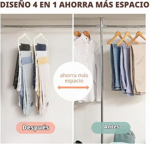 Vista 3 de Percha de terciopelo para pantalones y ropa para ahorrar espacio, perchas antideslizantes para jeans Beige