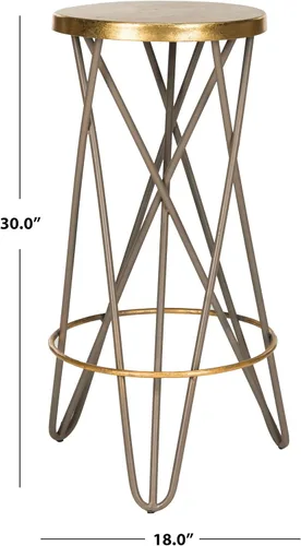 Vista 3 de Safavieh Taburete de bar Lorna, Beige/Dorado