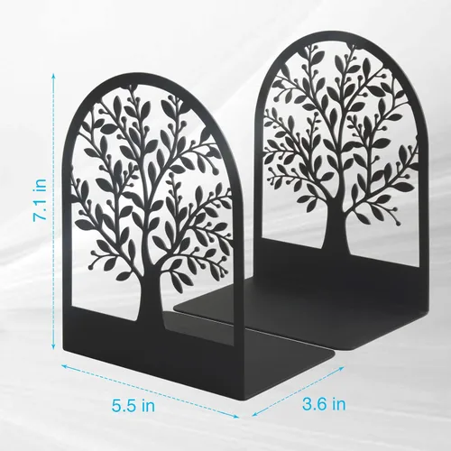 Vista 3 de Umikk Sujetalibros, Sujetalibros de Metal, Sujetalibros del Árbol de la Vida para Estantes, Sujetalibros Decorativos para el Hogar para Libros
