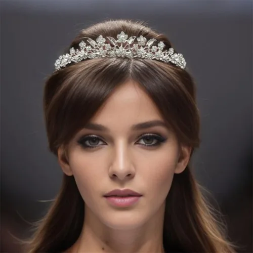 Vista 6 de SAMKY Tiara nupcial corona de boda de diamantes de imitación de plata para novias Crystal Queen Headpiece