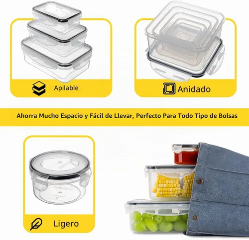 Vista 5 de Juego de 34 recipientes de almacenamiento de alimentos con tapas herméticas