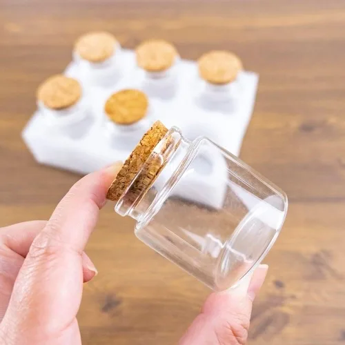 Vista 3 de Capacidad 1.7 fl oz botellas de vidrio con corcho pequeño transparente mini frascos de vidrio vacíos frascos 6 unids/lote