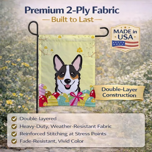 Vista 754 de Caroline's Treasures BB1923GF Bandera decorativa para jardín con diseño de Border Collie, para caza de huevos de Pascua, para jardín, jardín, patio