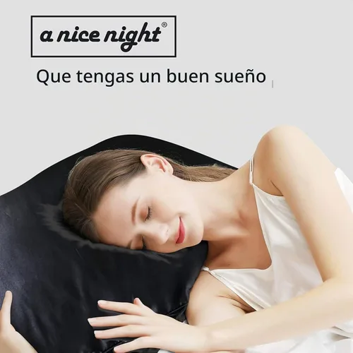 Vista 6 de A Nice Night - Juego de edredón de satén sedoso y suave, microfibra súper suave, de lujo, fino juego de edredón para cama full/queen, de peso ligero