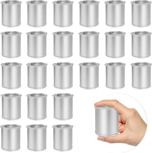 Vista 9 de Paquete de 16 latas de pintura de metal vacías con tapas (tamaño de 1/4 de pinta), contenedores de pintura de retoque de capacidad de 1/2 taza