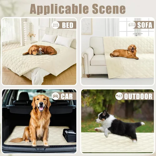 Vista 5 de Smiry Funda impermeable para cama de perro, manta reversible para mascotas para sofá Manta suave lavable para perro, funda a prueba de fugas